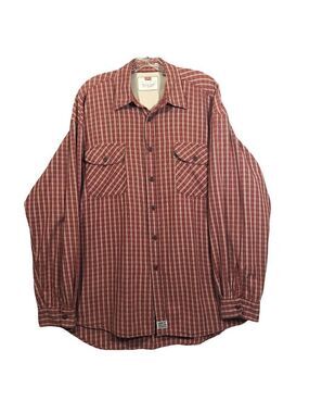 Levi's Men's 100% Cotton Red Plaid Long Sleeve Button Down Shirt Size XL